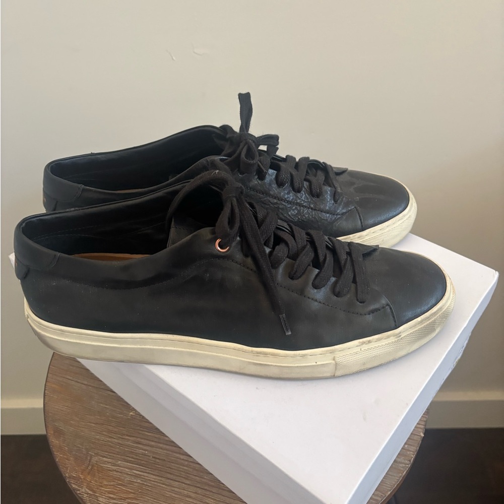 Good Man Brand Black Leather Low-Top Sneakers with Off-White Sole